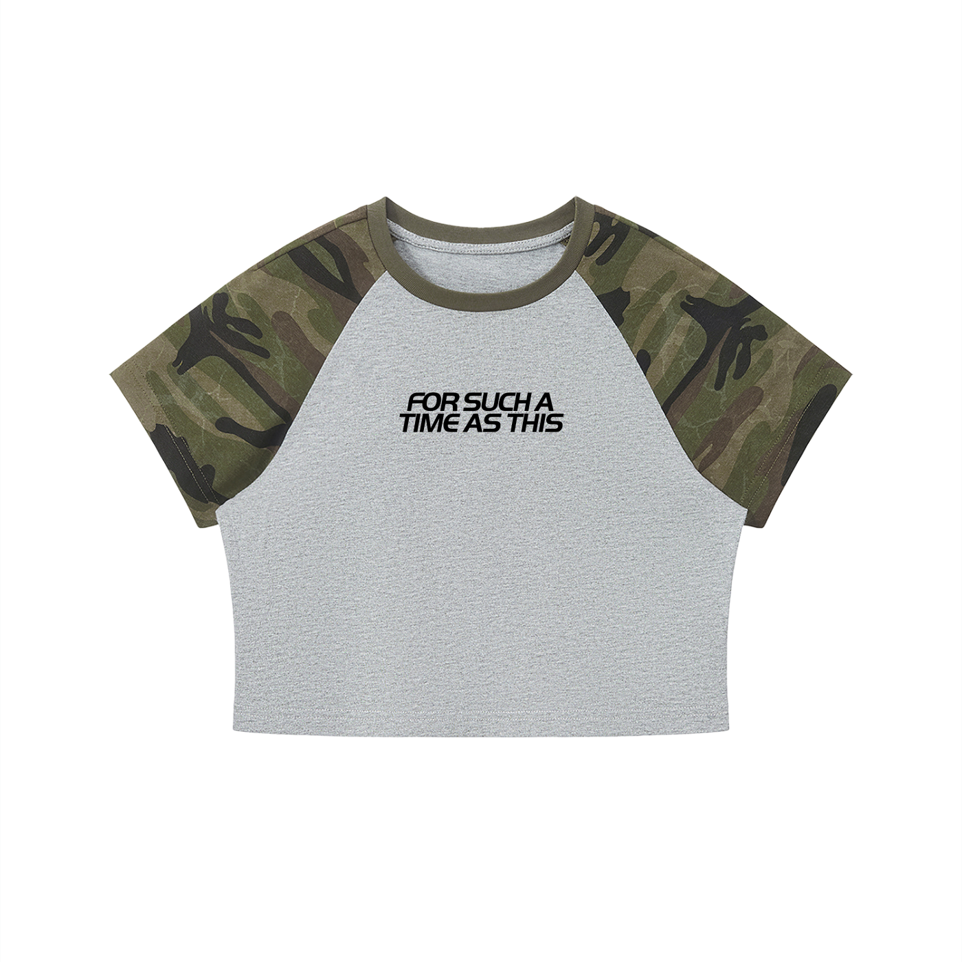 For Such A Time As This Camo Raglan Crop Tee (Light)