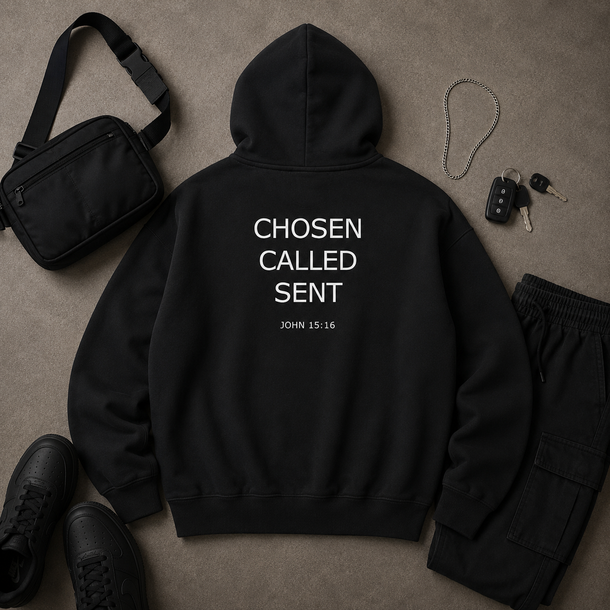 Chosen & Called Oversized Fleece Boxy Hoodie — Dark