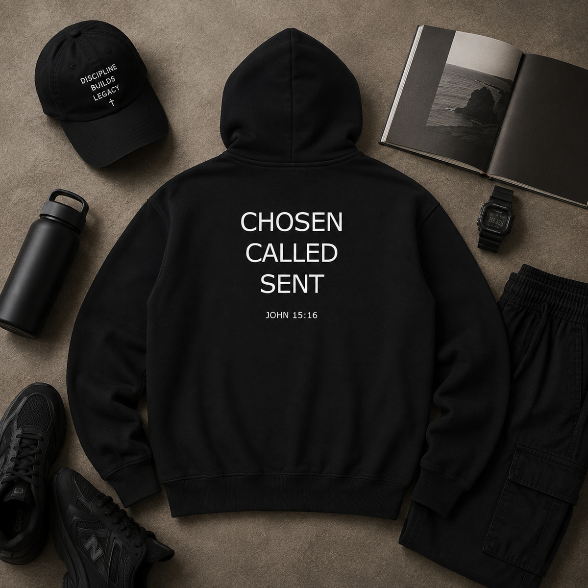 Chosen & Called Essential Heavyweight Hoodie — Dark
