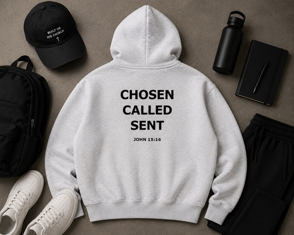 Chosen & Called Oversized Fleece Boxy Hoodie — Flower Gray