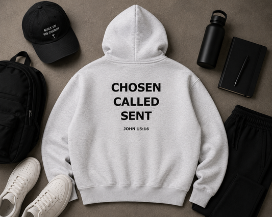 Chosen & Called Oversized Fleece Boxy Hoodie — Flower Gray