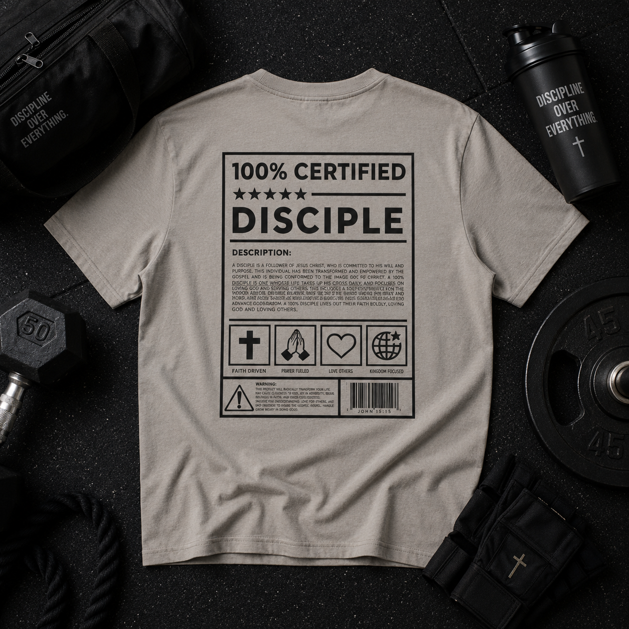 100% Disciple Drop Shoulder Tee — Light Blue