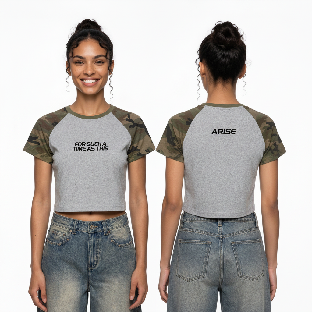 For Such A Time As This Camo Raglan Crop Tee (Light)