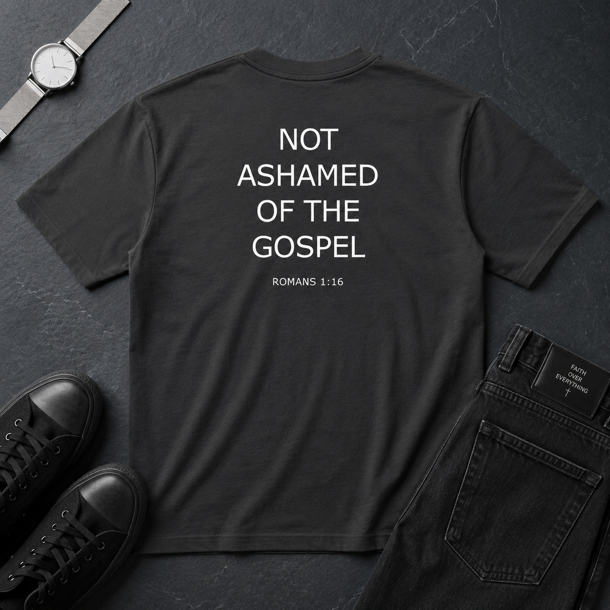 Not Ashamed Boxy Tee — Dark
