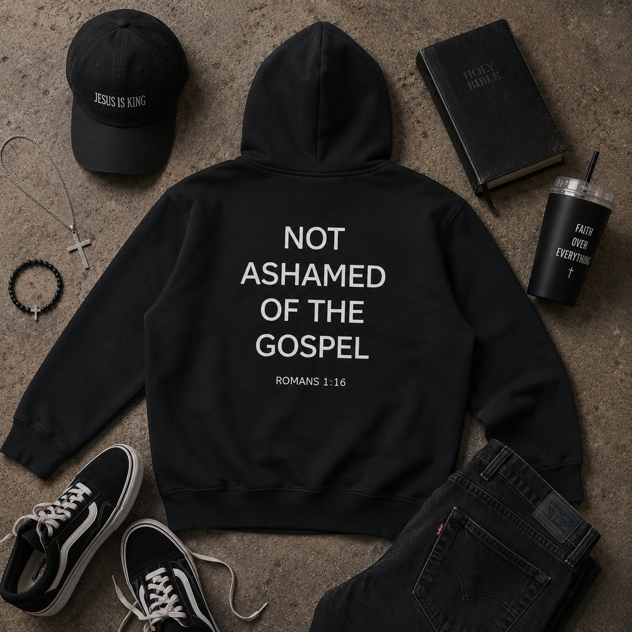 Not Ashamed Essential Heavyweight Hoodie — Dark
