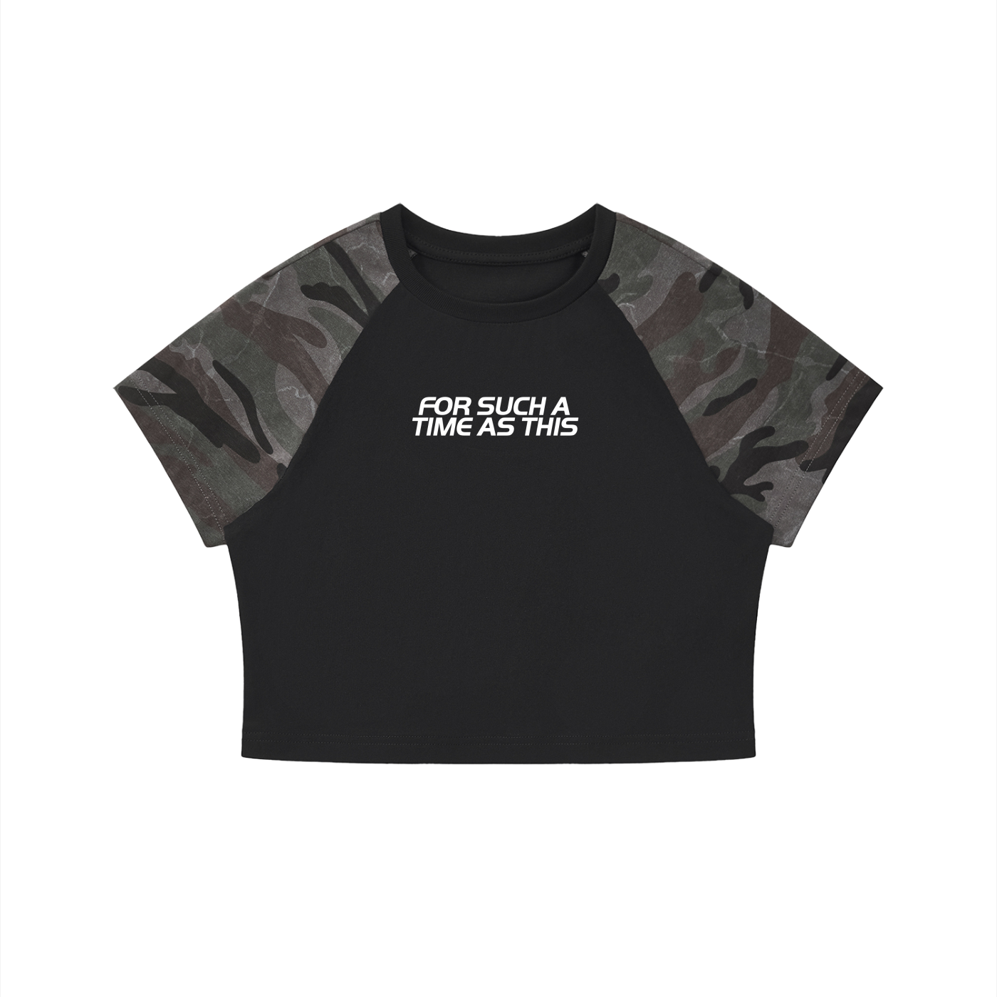 For Such A Time As This Camo Raglan Crop Tee (Dark)