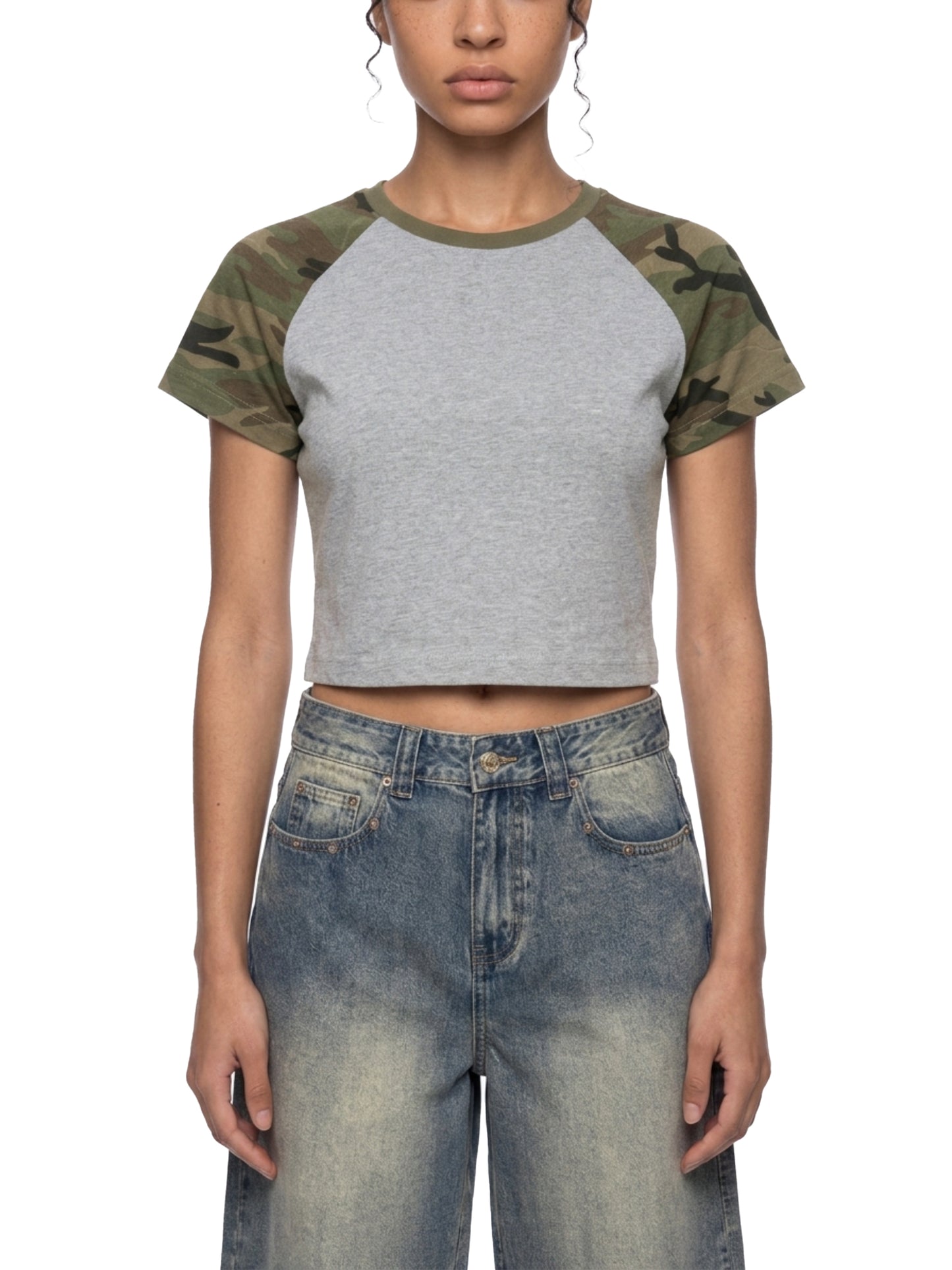 For Such A Time As This Camo Raglan Crop Tee (Light)