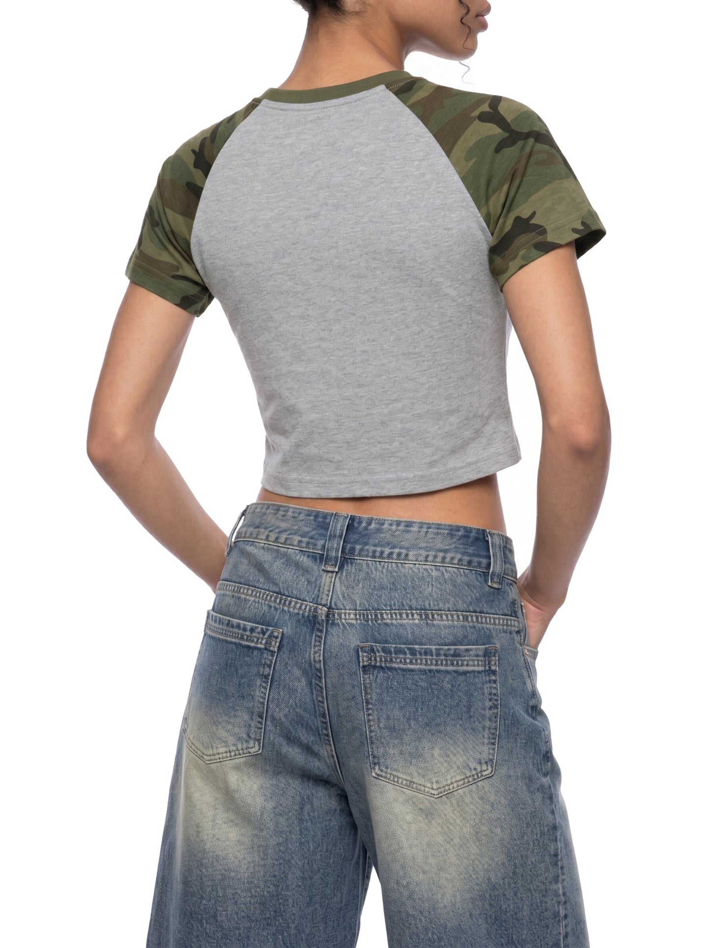 For Such A Time As This Camo Raglan Crop Tee (Light)